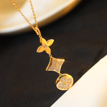 [Marins]STAR AND SUN DIAMOND PINK GOLD NECKLACE