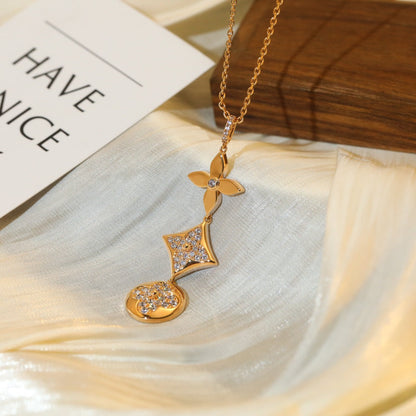 [Marins]STAR AND SUN DIAMOND PINK GOLD NECKLACE