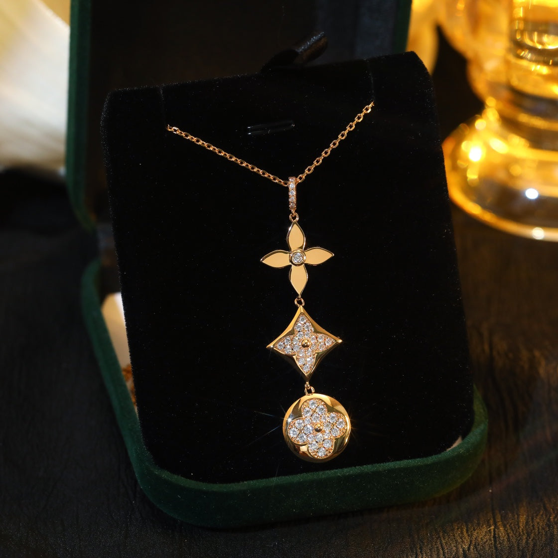 [Marins]STAR AND SUN DIAMOND PINK GOLD NECKLACE