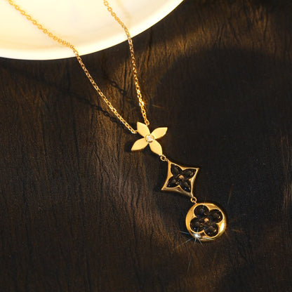 [Marins]STAR AND SUN ONYX PINK GOLD NECKLACE