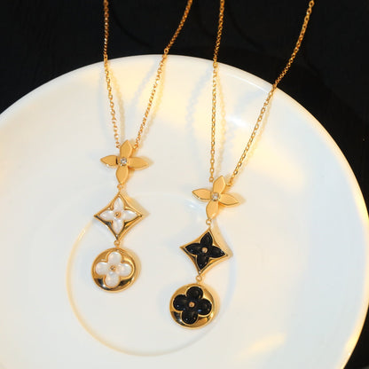 [Marins]STAR AND SUN ONYX PINK GOLD NECKLACE