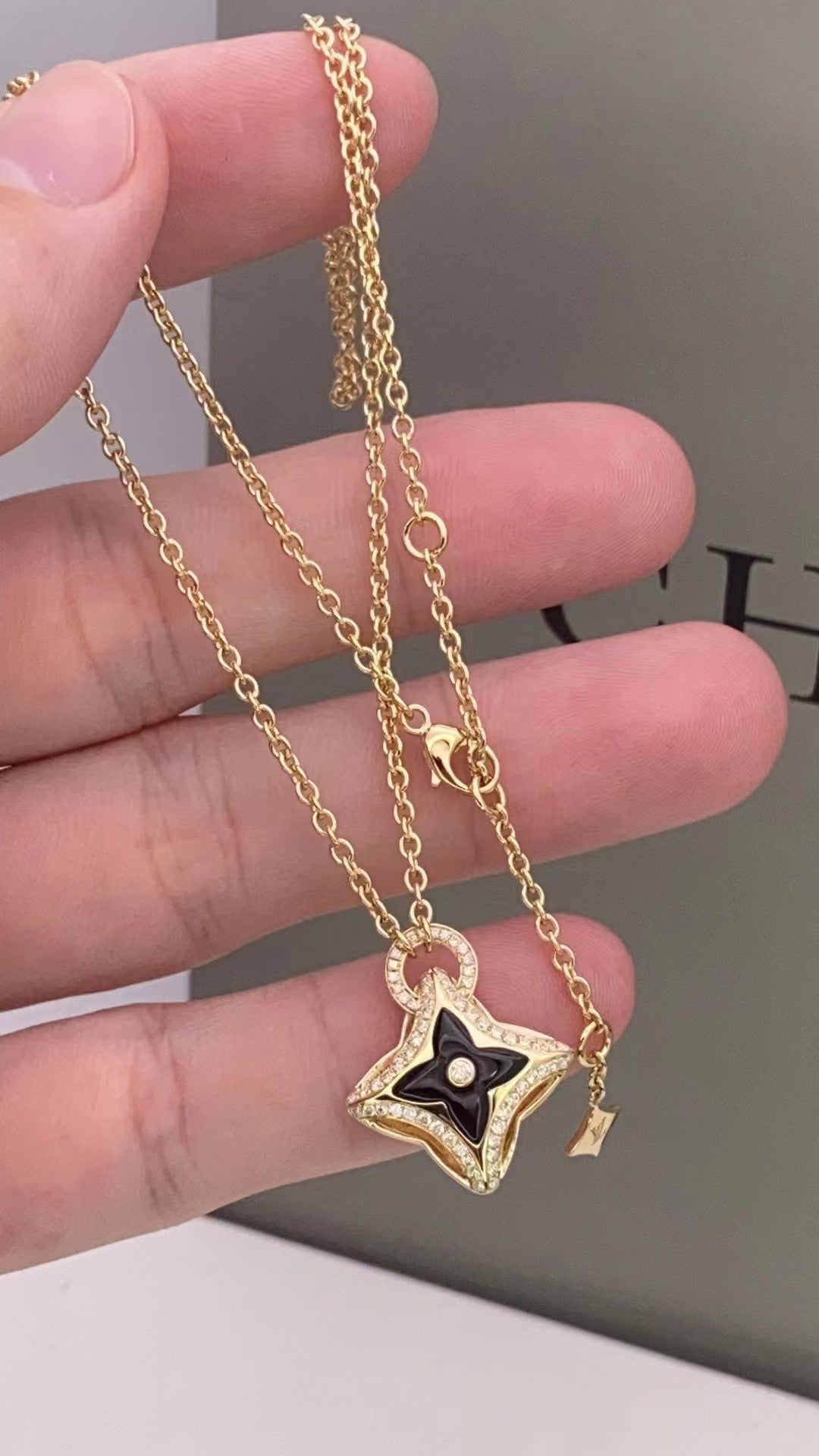 [Marins]STAR PEDANT PINK GOLD DIAMOND NECKLACE