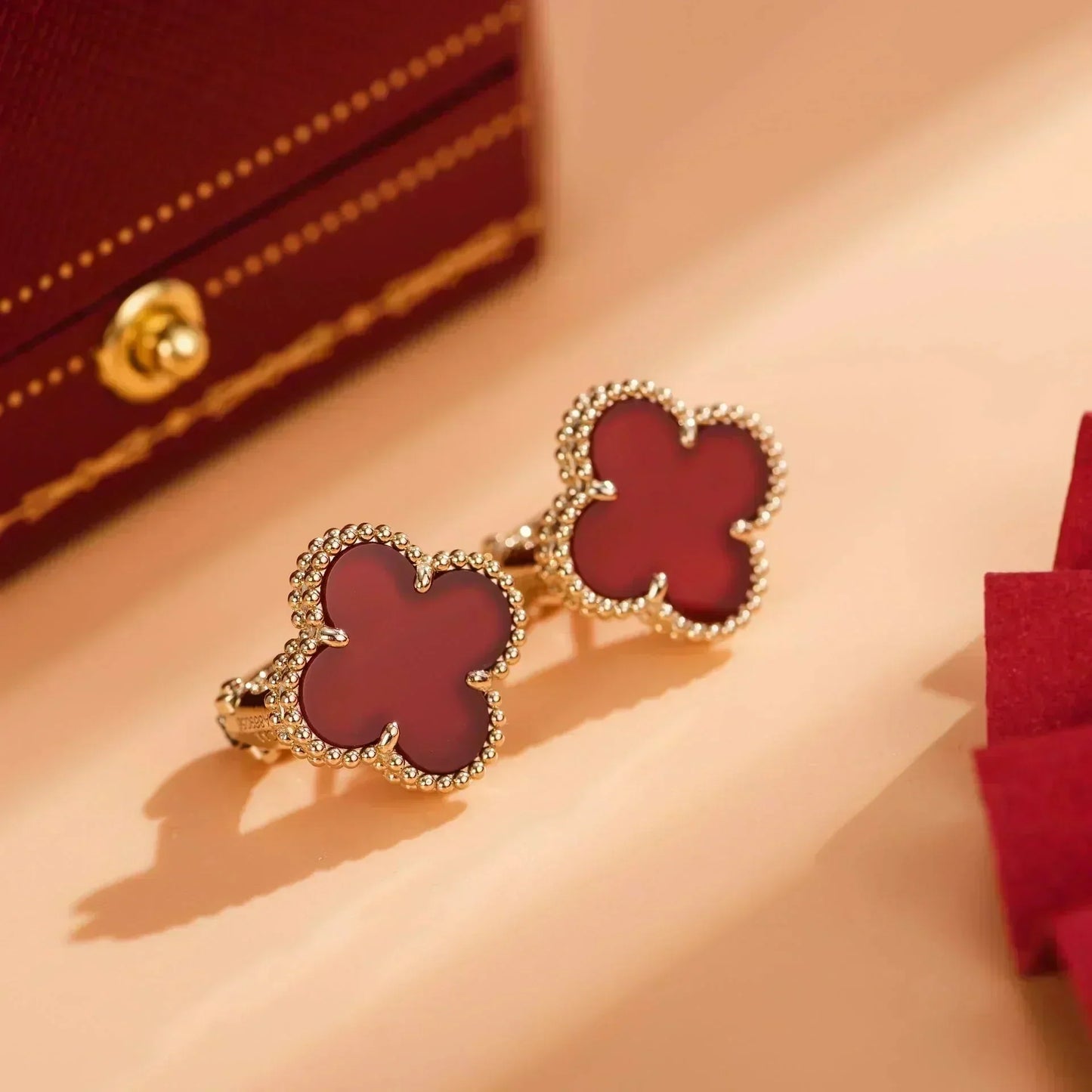 [Marins]CLOVER MEDIUM 1 MOTIFS CARNELIAN  EARRINGS