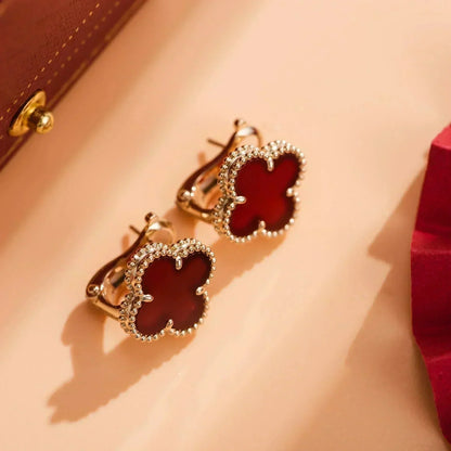 [Marins]CLOVER MEDIUM 1 MOTIFS CARNELIAN  EARRINGS