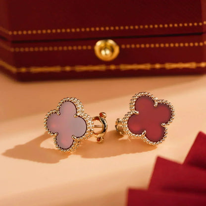 [Marins]CLOVER MEDIUM 1 MOTIFS CARNELIAN  EARRINGS