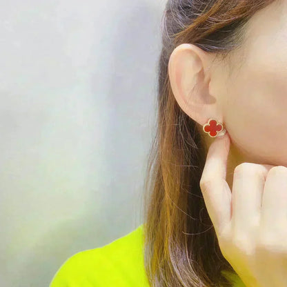 [Marins]CLOVER MEDIUM 1 MOTIFS CARNELIAN  EARRINGS