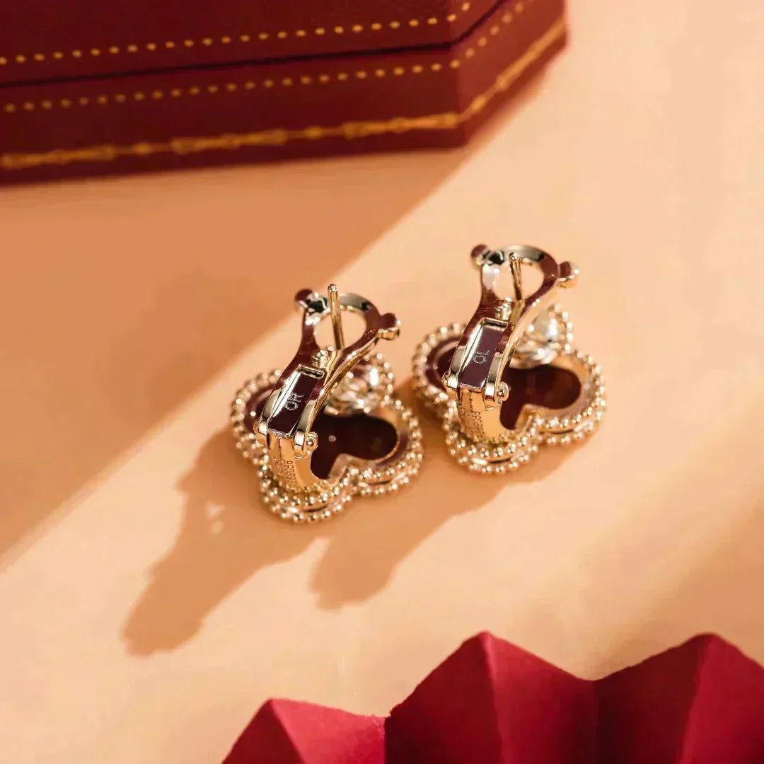 [Marins]CLOVER MEDIUM 1 MOTIFS CARNELIAN  EARRINGS
