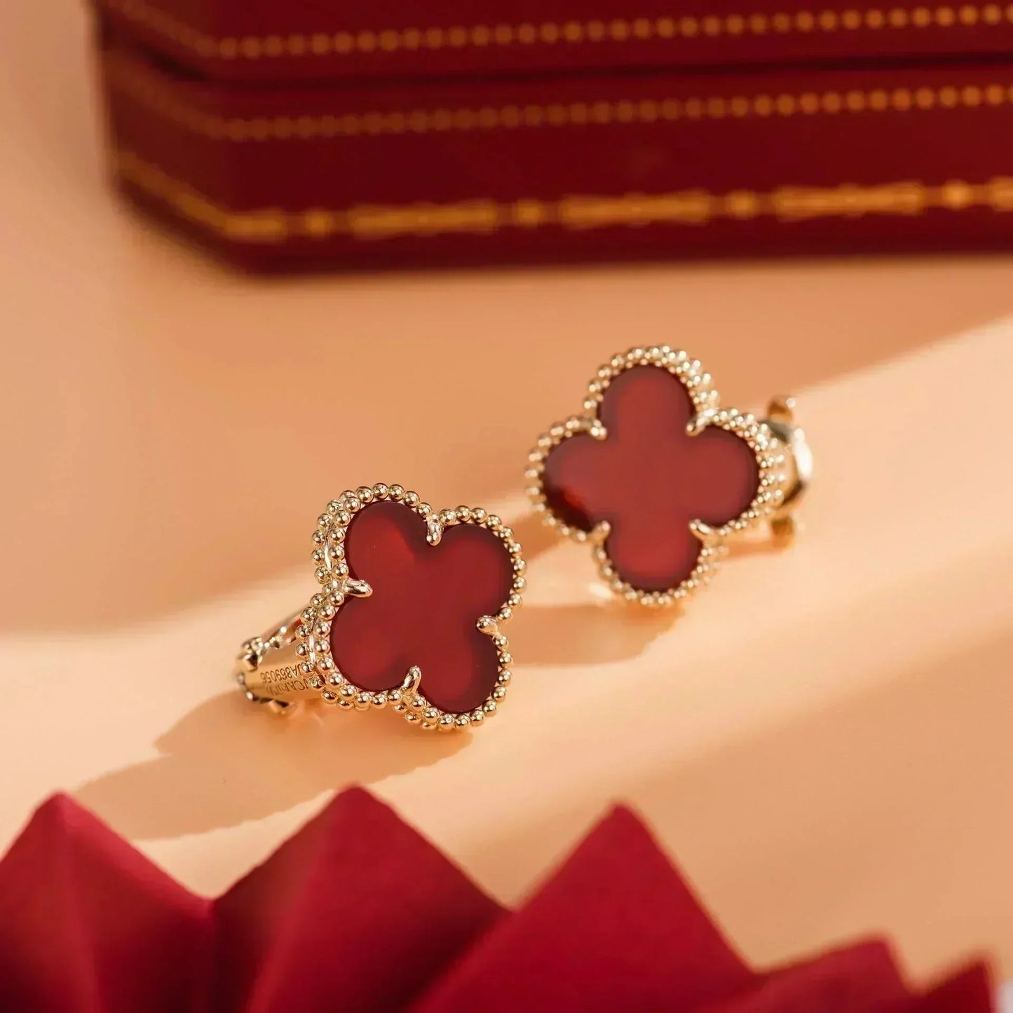 [Marins]CLOVER MEDIUM 1 MOTIFS CARNELIAN  EARRINGS