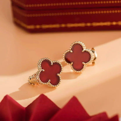 [Marins]CLOVER MEDIUM 1 MOTIFS CARNELIAN  EARRINGS