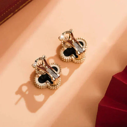 [Marins]CLOVER MEDIUM 1 MOTIFS  ONYX STUD EARRINGS