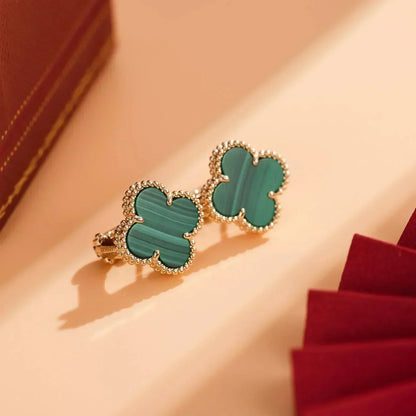 [Marins]CLOVER MEDIUM 1 MOTIFS MALACHITE  EARRINGS