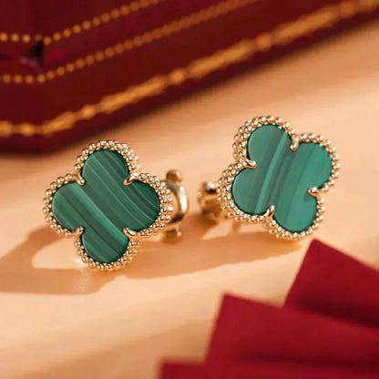 [Marins]CLOVER MEDIUM 1 MOTIFS MALACHITE  EARRINGS