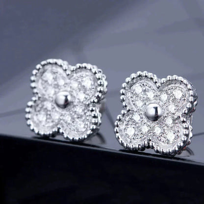 [Marins]CLOVER 1 MOTIFS DIAMOND STUD EARRINGS SILVER