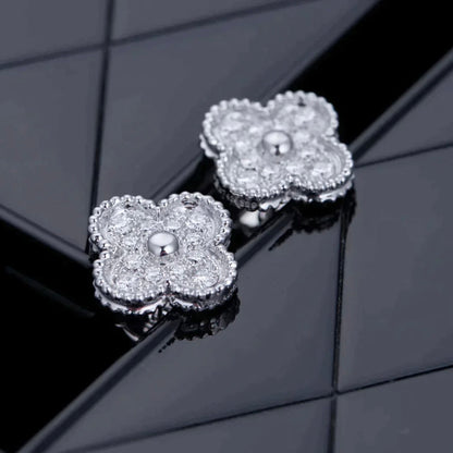 [Marins]CLOVER 1 MOTIFS DIAMOND STUD EARRINGS SILVER