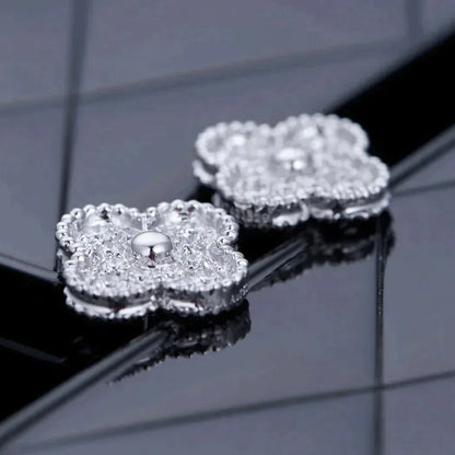 [Marins]CLOVER 1 MOTIFS DIAMOND STUD EARRINGS SILVER