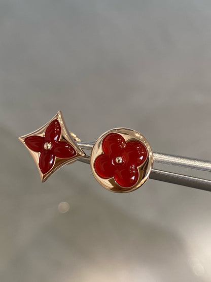 [Marins]STAR AND SUN PINK GOLD CARNELIAN STUD EARRINGS