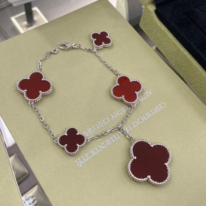[Marins]CLOVER 5 MOTIFS SIVLER CARNELIAN BRACELET