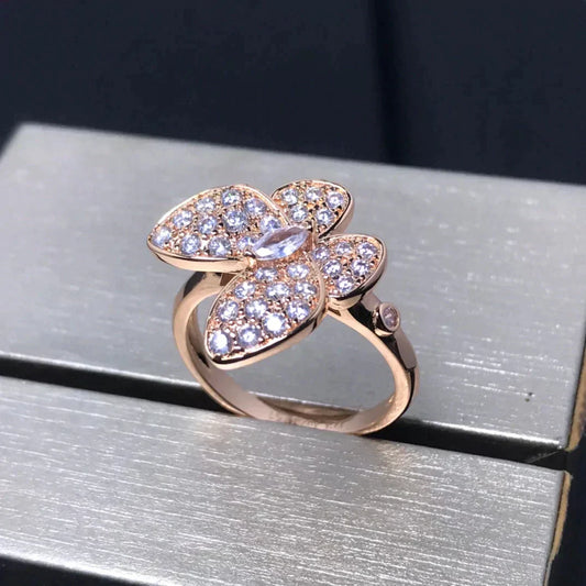 [Marins]BUTTERFLY PINK GOLD DIAMOND RING