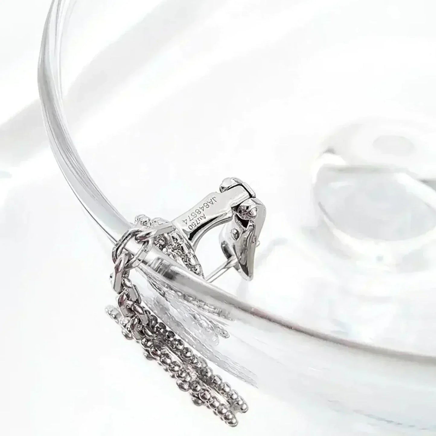 [Marins]CLOVER 2 MOTIFS  DIAMOND ONYX EARRINGS SILVER