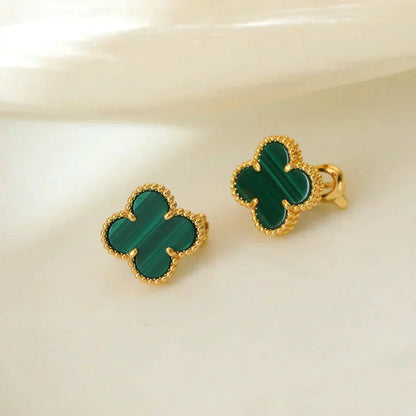 [Marins]CLOVER MEDIUM 1 MOTIFS MALACHITE  EARRINGS