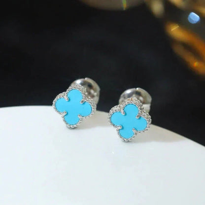 [Marins]CLOVER MINI 9.5MM ONYX STUD EARRINGS SILVER