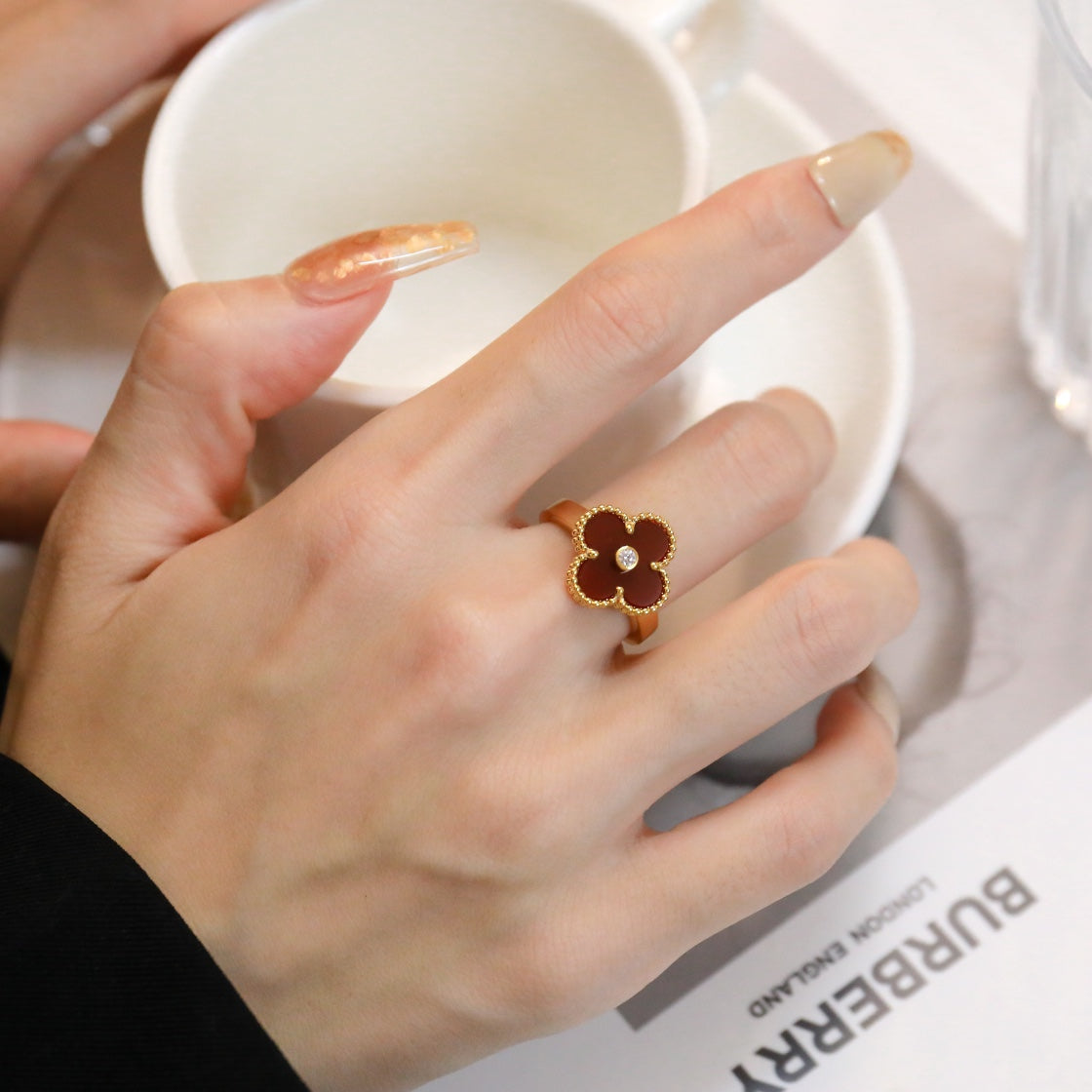 [Marins]CLOVER CARNELIAN RING Marins GOLD DIAMOND