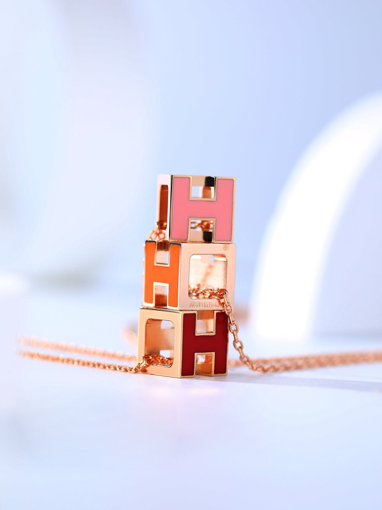 [Marins]H CAGE PINK GOLD NECKLACE