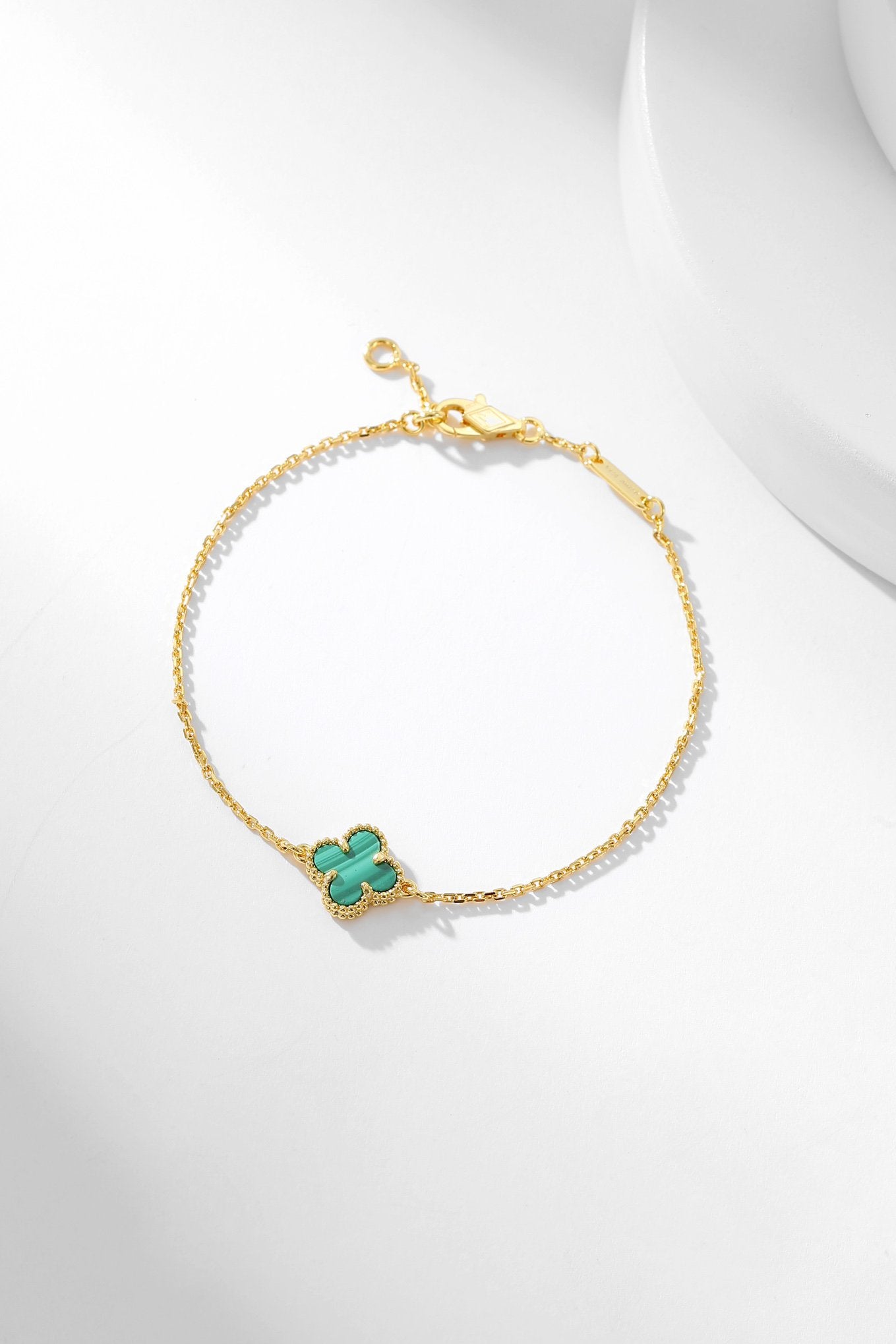 [Marin-Jewelry]CLOVER BRACELET MALACHITE 1 MOTIF