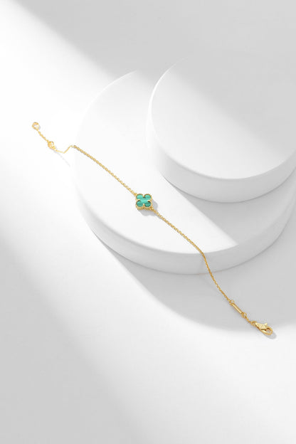 [Marin-Jewelry]CLOVER BRACELET MALACHITE 1 MOTIF