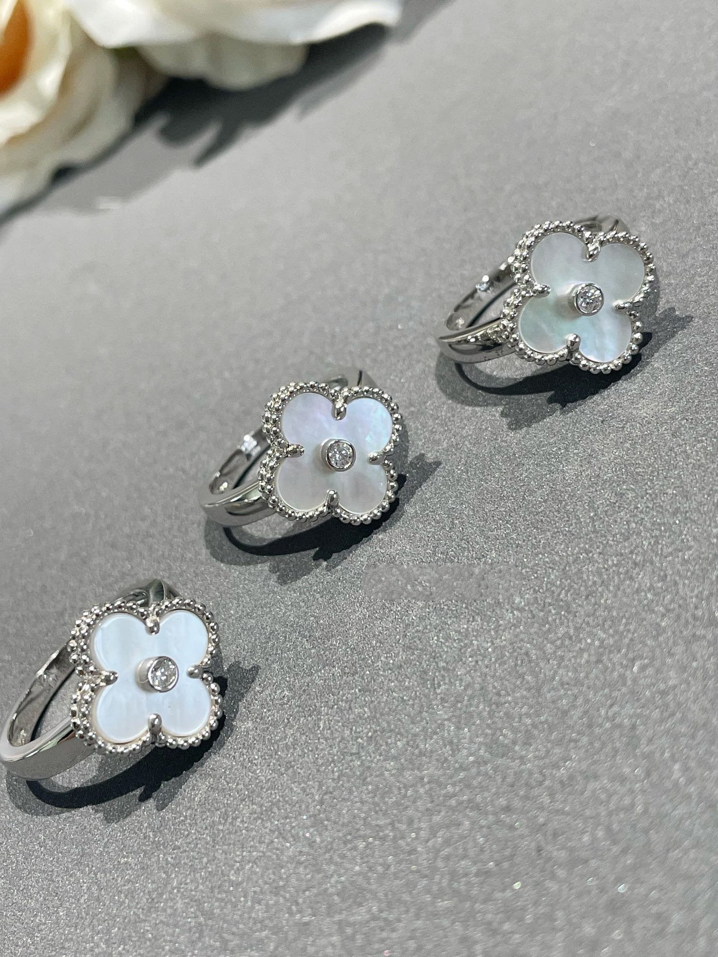 [Marins]CLOVER SILVER MOP DIAMOND RING
