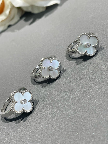 [Marins]CLOVER SILVER MOP DIAMOND RING