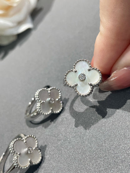 [Marins]CLOVER SILVER MOP DIAMOND RING