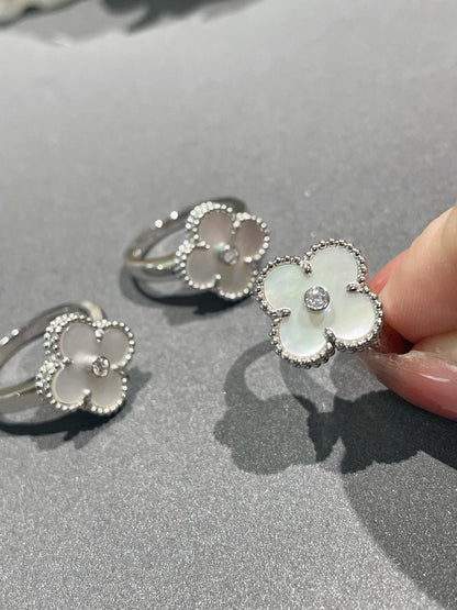 [Marins]CLOVER SILVER MOP DIAMOND RING