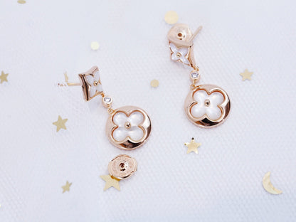 [Marins]STAR AND SUN PINK GOLD MOP DROP EARRINGS