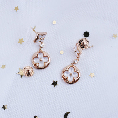 [Marins]STAR AND SUN PINK GOLD MOP DROP EARRINGS