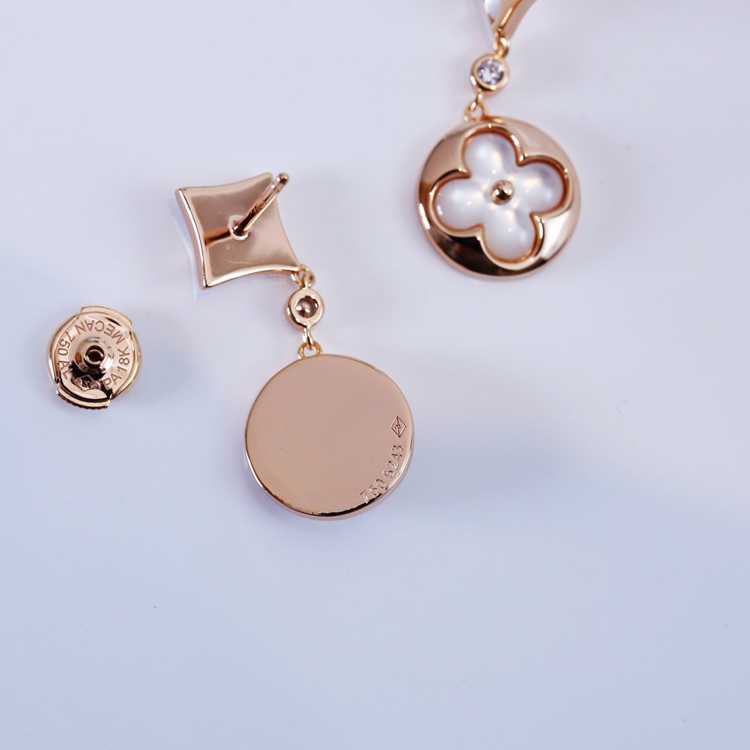 [Marins]STAR AND SUN PINK GOLD MOP DROP EARRINGS