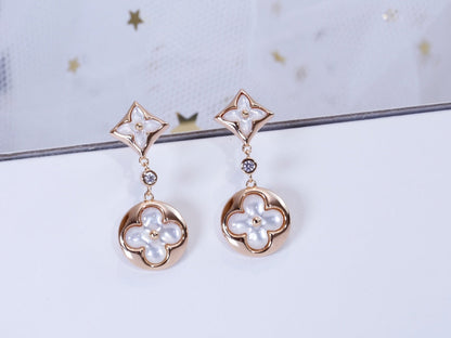 [Marins]STAR AND SUN PINK GOLD MOP DROP EARRINGS