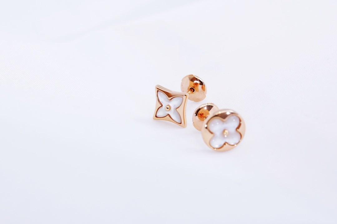 [Marins]STAR AND SUN PINK GOLD MOP STUD EARRINGS