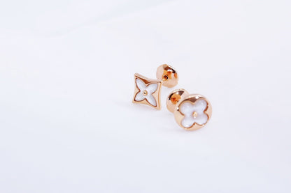 [Marins]STAR AND SUN PINK GOLD MOP STUD EARRINGS