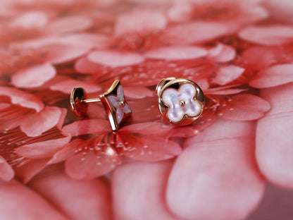[Marins]STAR AND SUN PINK GOLD MOP STUD EARRINGS