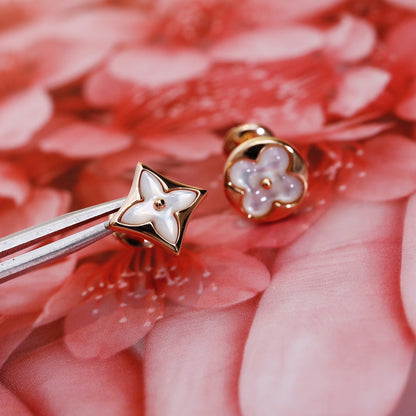 [Marins]STAR AND SUN PINK GOLD MOP STUD EARRINGS