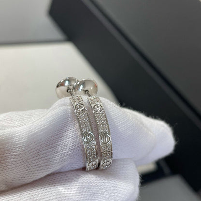 [Marins]LOVE DIAMOND SILVER HOOP EARRINGS