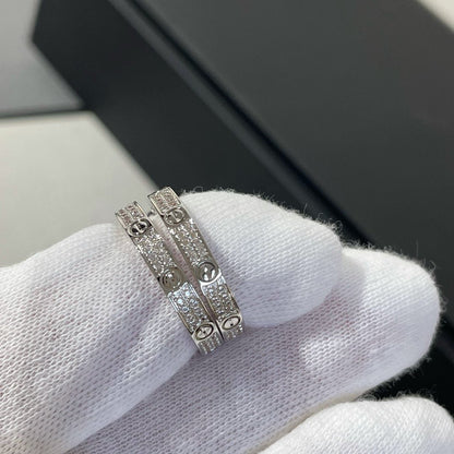 [Marins]LOVE DIAMOND SILVER HOOP EARRINGS