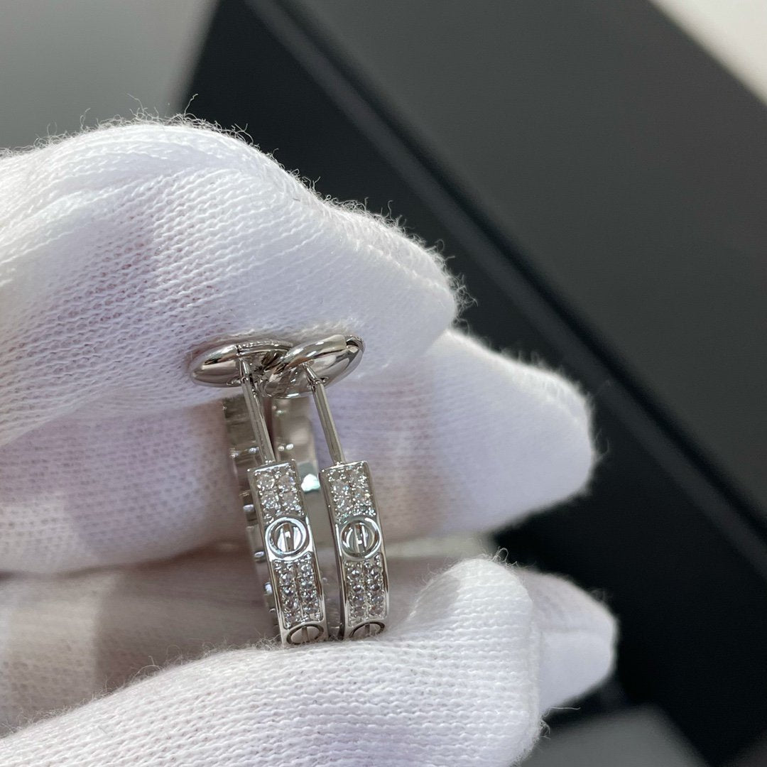 [Marins]LOVE DIAMOND SILVER HOOP EARRINGS