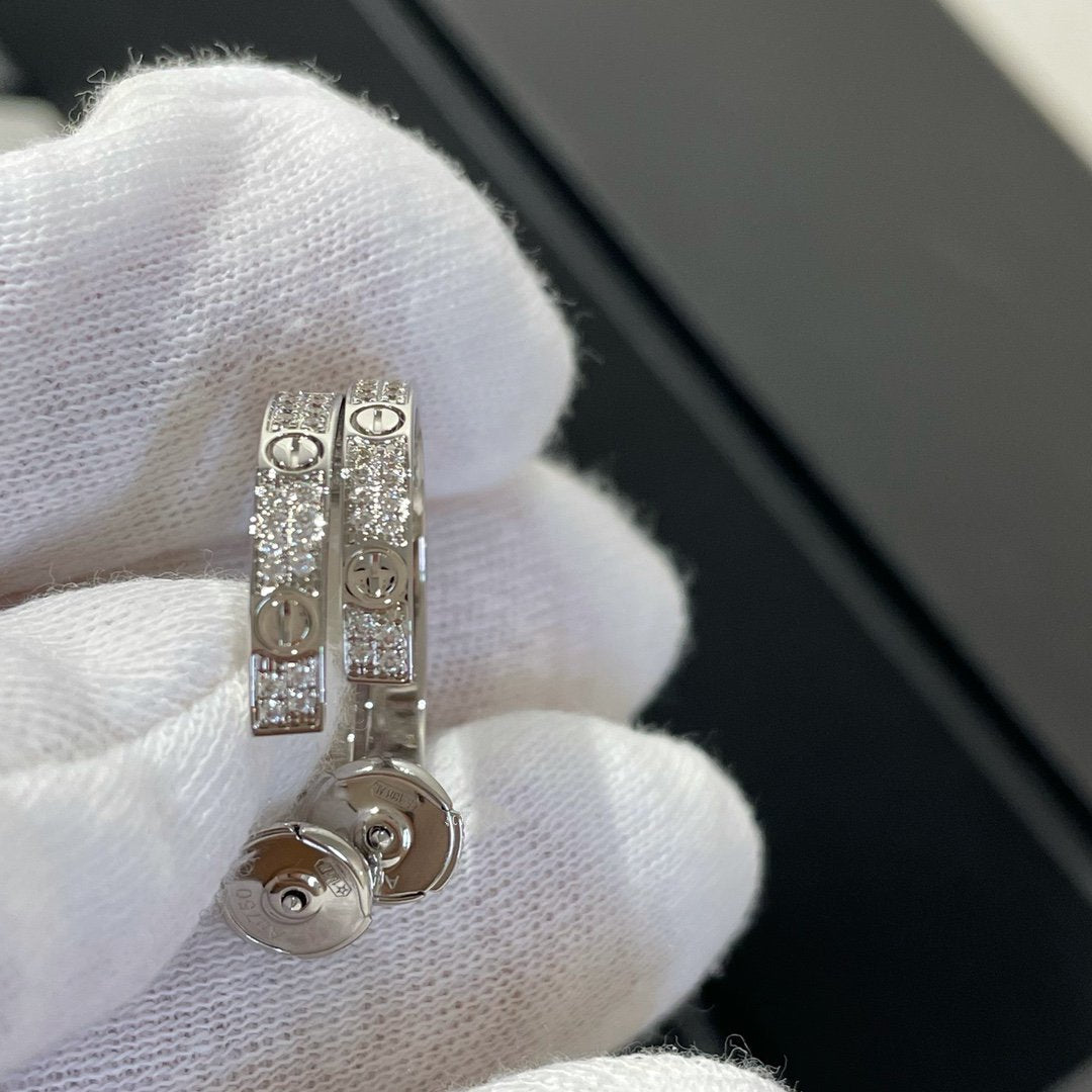 [Marins]LOVE DIAMOND SILVER HOOP EARRINGS