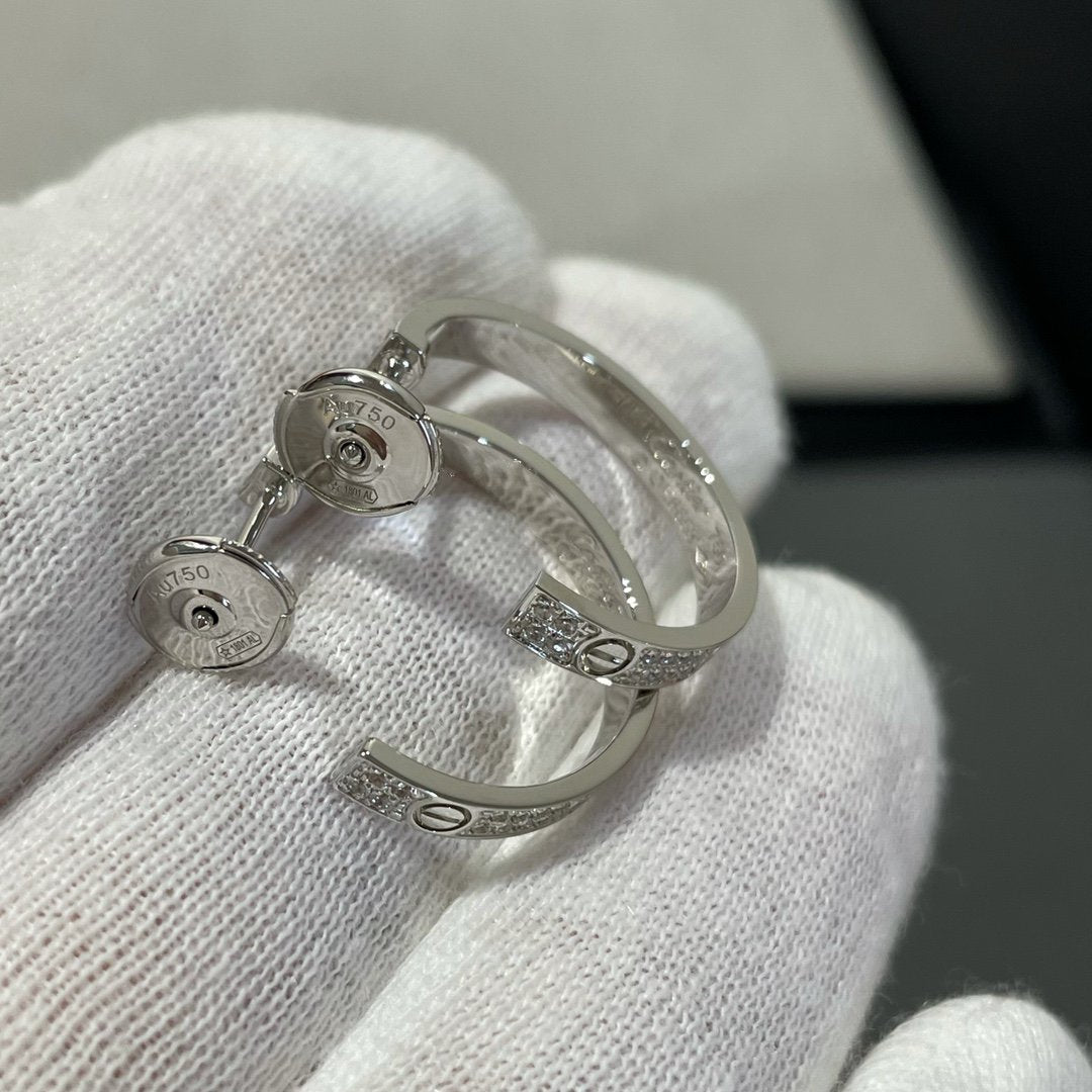[Marins]LOVE DIAMOND SILVER HOOP EARRINGS