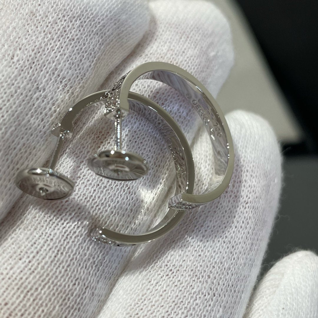 [Marins]LOVE DIAMOND SILVER HOOP EARRINGS