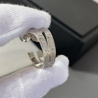 [Marin-Jewelry]LOVE DIAMOND SILVER HOOP EARRINGS