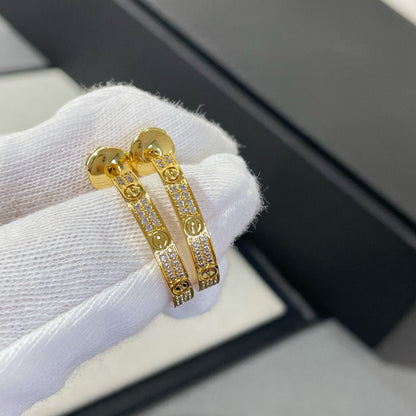 [Marins]LOVE DIAMOND GOLD HOOP EARRINGS