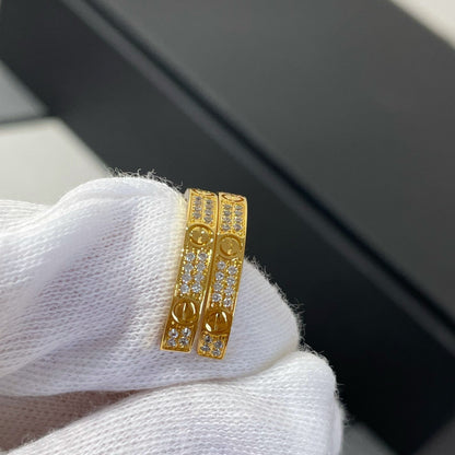[Marins]LOVE DIAMOND GOLD HOOP EARRINGS